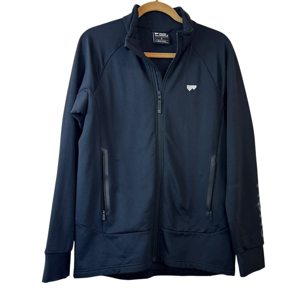 Mons Royale Men's Nevis Merino Fleece Full Zip Black Jacket sz S EUC